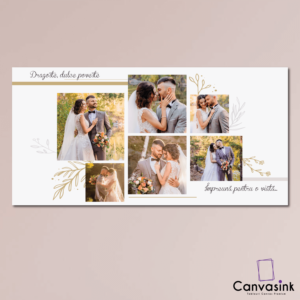 Tablou Canvas Personalizat Cu 6 Poze și mesaj, Landscape – 50x100 cm