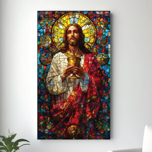 Tablou Canvas Iisus, Lumina din Vitraliu - 100x50 cm